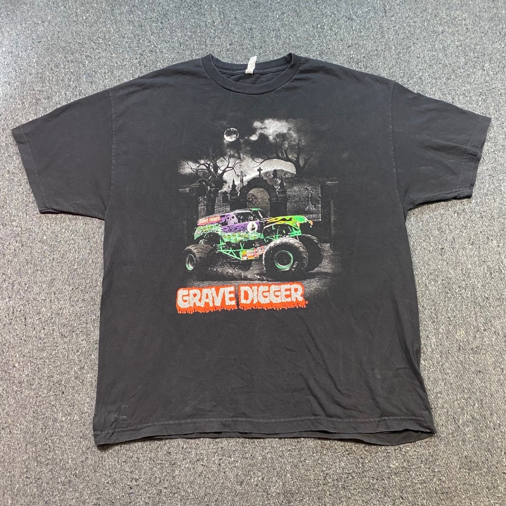 Grave Digger Monster Truck TShirt Sz 2XL Mens Black Alstyle Spooky Graveyard Tee